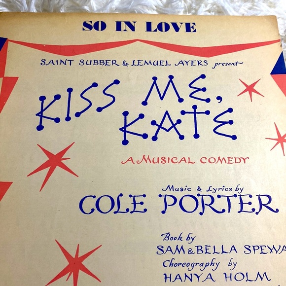 KISS ME KATE VINTAGE SHEET MUSIC SO IN LOVE COLE PORTER BROADWAY 1948 ONC EUC - Picture 2 of 8